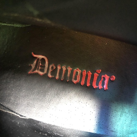 Demonia Swing-115 Platform Boots Womens Size 8 Black Holographic Goth Rave - Picture 10 of 16